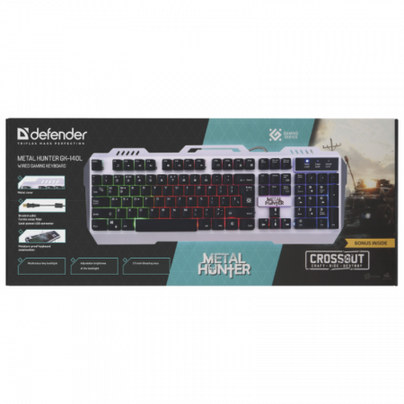 Клавиатура проводная Defender Metal Hunter GK-140L (45140) белый