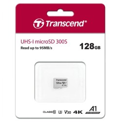 128 ГБ Карта памяти Transcend 300S microSDXC (TS128GUSD300S-A) белый + адаптер