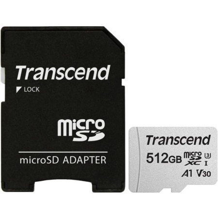 512 ГБ Карта памяти Transcend 300S microSDХС (TS512GUSD300S-A) белый + адаптер