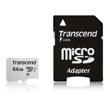 64 ГБ карта памяти Transcend microSDХС (TS64GUSD300S-A) + адаптер белый