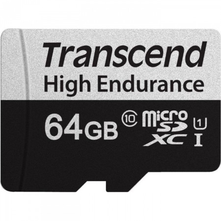 64 ГБ карта памяти Transcend microSDХС (TS64GUSD350V) + адаптер черный