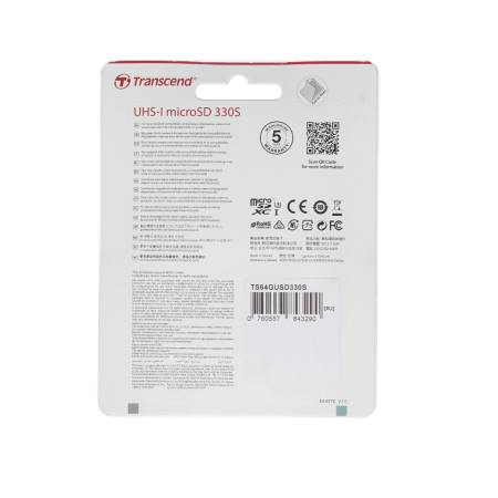 64 ГБ Карта памяти Transcend High Performance microSDХС (TS64GUSD330S) + адаптер черный