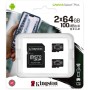 64 ГБ Карта памяти Kingston Canvas Select Plus microSDXC (SDCS2/64GB-2P1A) 2 шт + адаптер черный
