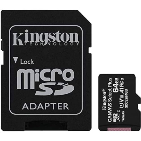 64 ГБ Карта памяти Kingston Canvas Select Plus microSDXC (SDCS2/64GB-2P1A) 2 шт + адаптер черный