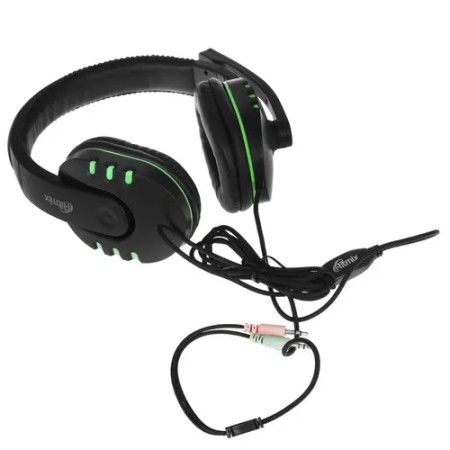 Наушники Ritmix RH-555M черно-зеленый