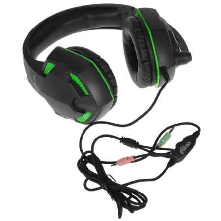 Наушники Ritmix RH-560M черно-зеленый