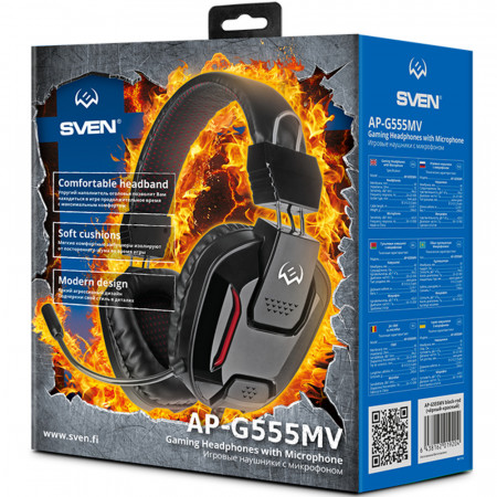 Наушники SVEN AP-G555MV (SV-019204) черно-красный