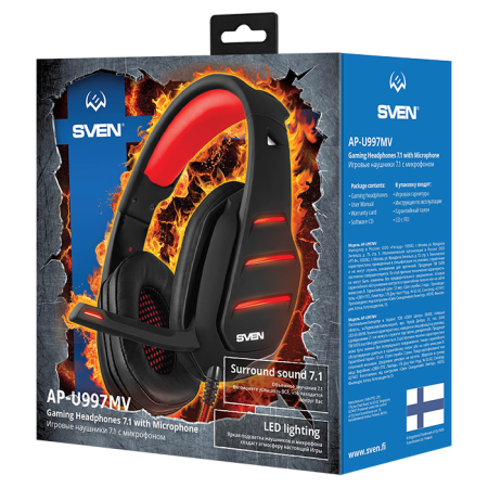 Наушники SVEN AP-U997MV (SV-017507) черный/красный