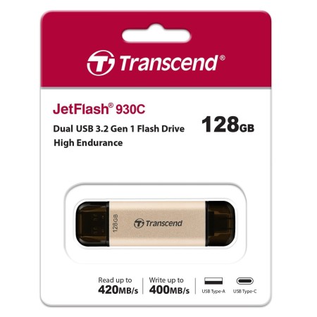 128 ГБ USB Флеш-накопитель Transcend JetFlash 930C (TS128GJF930C) золотистый