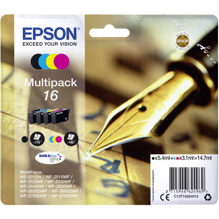 Картридж струйный Epson T1626 (C13T16264012) комплект (в упаковке 4 шт)