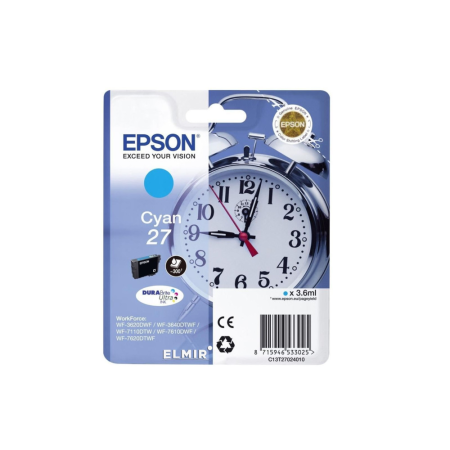 Картридж струйный Epson 27 (C13T27024022) голубой (с чипом)