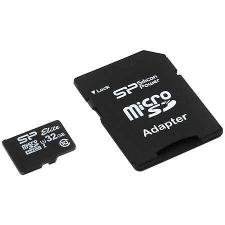 32 ГБ Карта памяти Silicon Power Elite microSDHC (SP032GBSTHBU1V10SP) + адаптер черный
