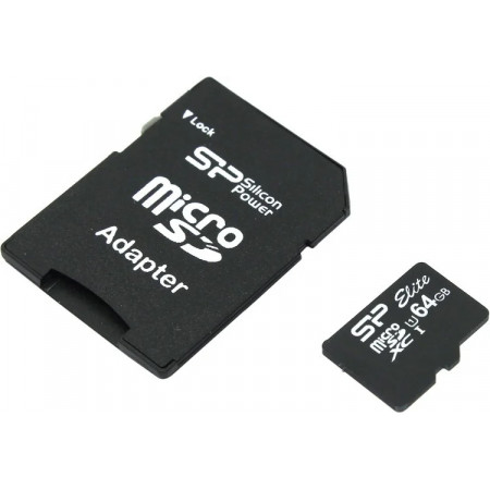 64 ГБ Карта памяти Silicon Power Elite microSDXC (SP064GBSTXBU1V10SP) + адаптер