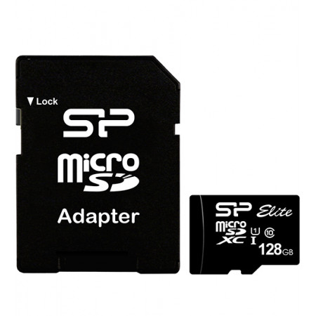 128 ГБ Карта памяти Silicon Power Elite microSDXC (SP128GBSTXBU1V10SP) + адаптер черный