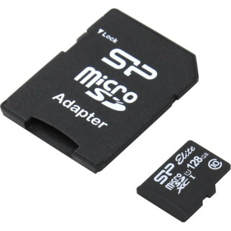 128 ГБ Карта памяти Silicon Power Elite microSDXC (SP128GBSTXBU1V10SP) + адаптер черный