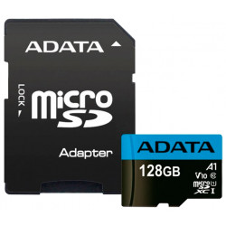 128 ГБ Карта памяти ADATA microSDXC (AUSDX128GUICL10A1-RA1) + адаптер черный