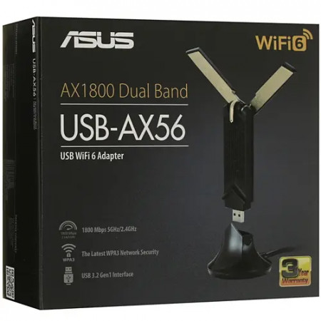 Wi-Fi адаптер ASUS USB-AX56 (90IG06H0-MO0R00) черный