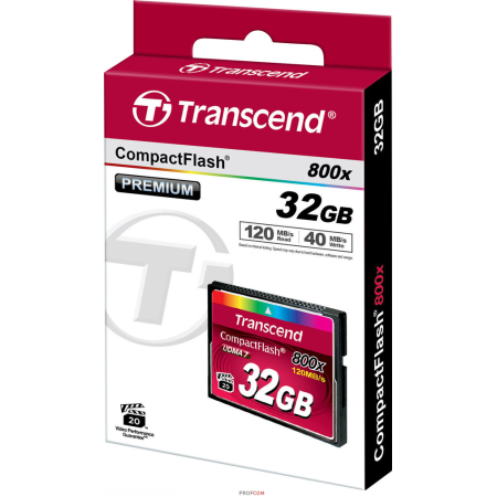32 ГБ Карта памяти Transcend Compact Flash (TS32GCF800) красный