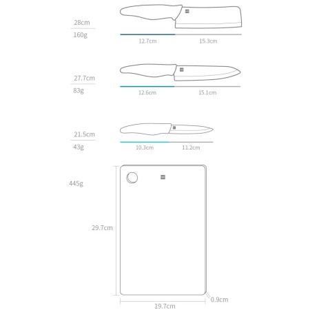 Набор ножей Huo Hou HU0020 голубой