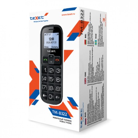 Мобильный телефон Texet TM-B322 черный-красный