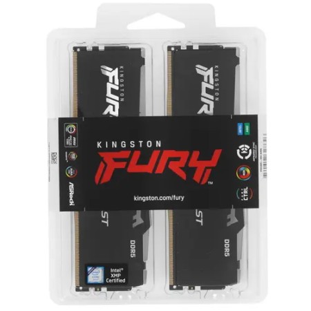 Оперативная память Kingston FURY Beast Black RGB (KF548C38BBAK2-16) 16 ГБ черный