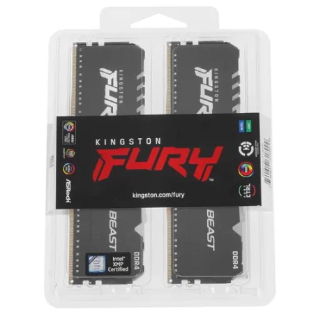 Оперативная память Kingston FURY Beast Black RGB (KF437C19BBAK2/16) 16 ГБ черный