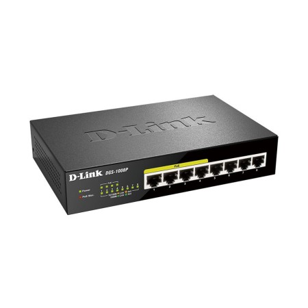 Коммутатор D-Link DGS-1008P/E1A черный