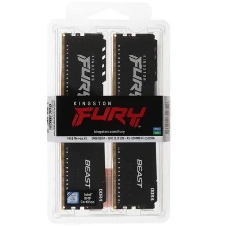 Оперативная память Kingston FURY Beast Black (KF436C18BBK2/64) 64 ГБ черный