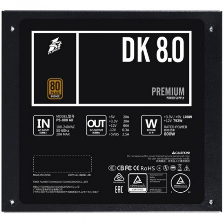 Блок питания 1st Player DK PREMIUM (PS-800AX) черный