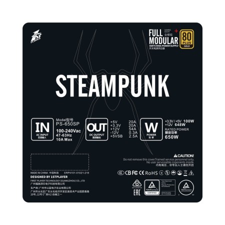 Блок питания 1st Player STEAM PUNK (PS-850SP) черный