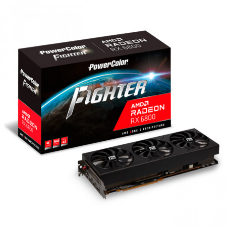 Видеокарта PowerColor RX 6800 Fighter [AXRX 6800 16GBD6-3DH/­OC] 16 Гб черный