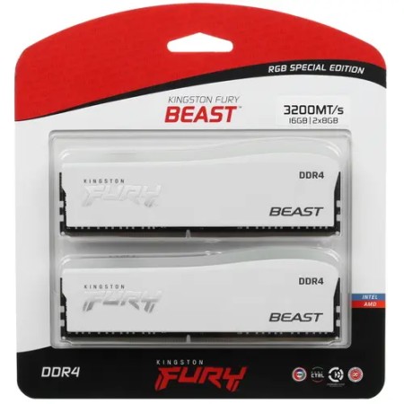 Оперативная память Kingston FURY Beast RGB Special Edition (KF432C16BWAK2/16) 16 ГБ белый