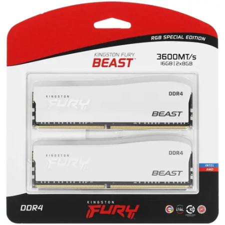 Оперативная память Kingston FURY Beast RGB Special Edition (KF436C17BWAK2/16) 16 ГБ белый