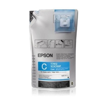 Картридж струйный Epson T7412 (C13T773240) голубой (в упаковке 6 шт) (с чипом)