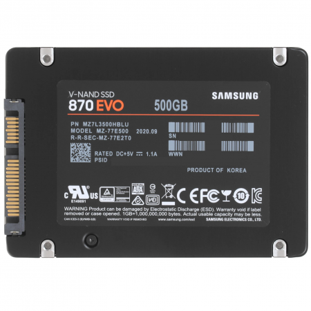 500 ГБ SSD диск Samsung 870 EVO (MZ-77E500BW) черный