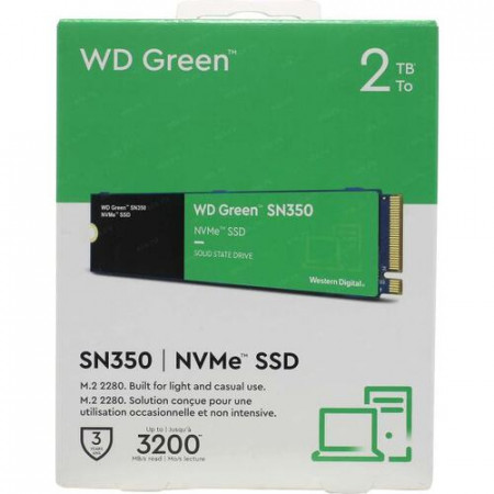 2 ТБ SSD диск Western Digital Green SN350 (WDS200T3G0C) зеленый
