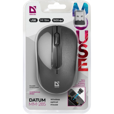 Мышь беспроводная Defender Datum MM-285 (52285) черный