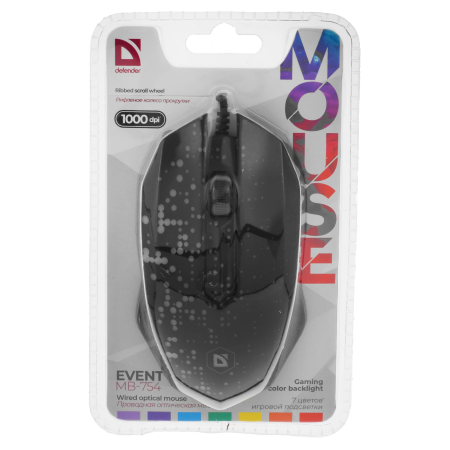 Мышь проводная Defender Event MB-754 (52754) черный