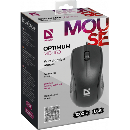 Мышь проводная Defender Optimum MB-160 (52160) черный