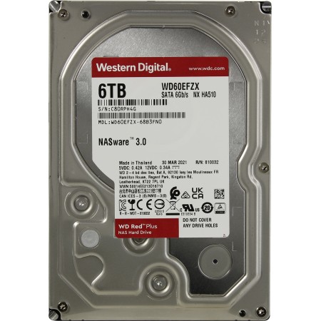 6 ТБ Жесткий диск Western Digital Red Plus (WD60EFZX) серый