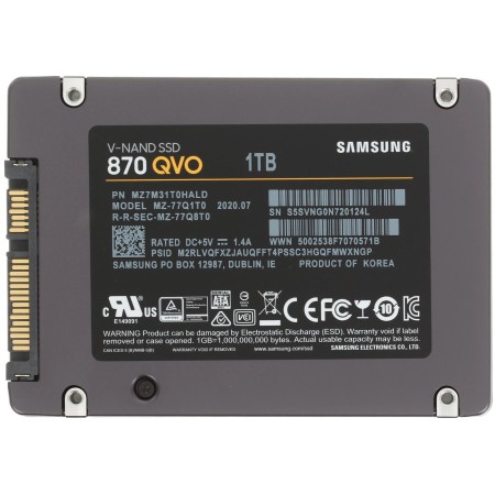 1 ТБ SSD диск Samsung 870 QVO (MZ-77Q1T0BW) черный
