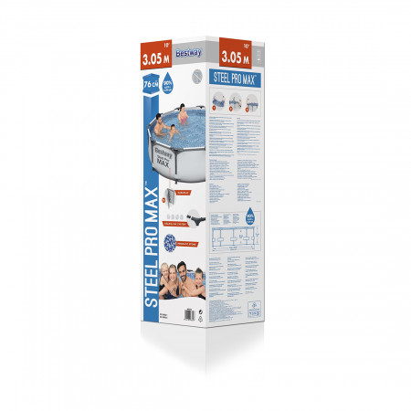Бассейн каркасный Bestway Steel Pro MAX 56406 (305x305x76 см) серый