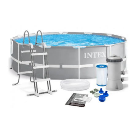 Бассейн каркасный INTEX Prism Frame 26718 (366х366x122 см) серый Бассейн каркасный INTEX Prism Frame 26718 (366х366x122 см) серый