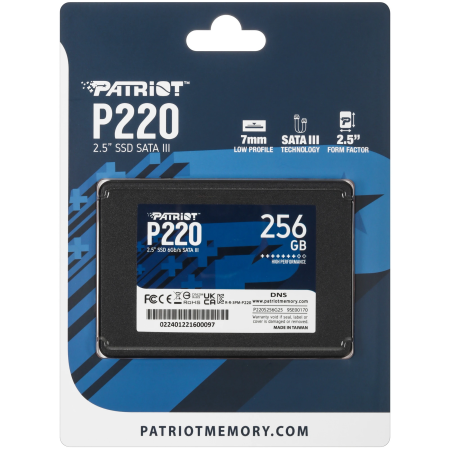 256 ГБ SSD диск Patriot P220 (P220S256G25) черный