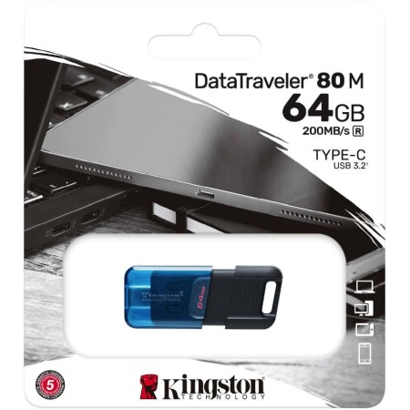 64 ГБ USB Флеш-накопитель Kingston DataTraveler 80M (DT80M/64GB) черный