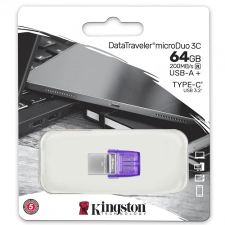 64 ГБ USB Флеш-накопитель Kingston DataTraveler MicroDuo 3C (DTDUO3CG3/64GB) фиолетовый