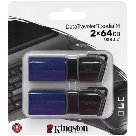 64 ГБ USB Флеш-накопитель Kingston DataTraveler Exodia M (DTXM/64GB-2P) синий