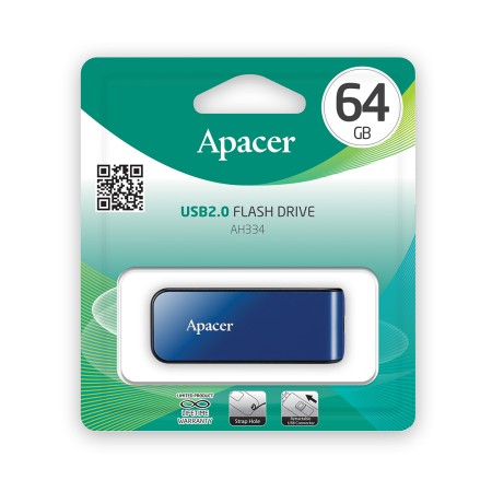 64 ГБ USB Флеш-накопитель Apacer AH334 (AP64GAH334U-1) синий