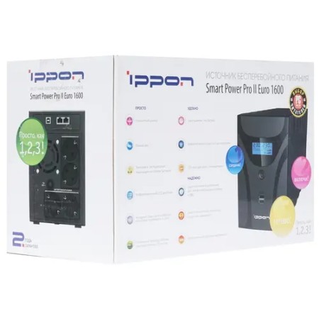 ИБП Ippon Smart Power PRO ll Euro 1600 (1029742) черный (С АККУМУЛЯТОРОМ)