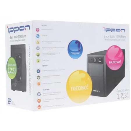 ИБП Ippon Back Basic 1050 Euro (403409) черный (С АККУМУЛЯТОРОМ)